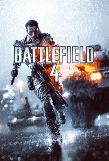 Battlefield 4 game cover available on EA App, showcasing intense military action.