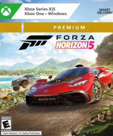 Forza Horizon 5 Premium Edition cover art for Xbox One and PC, available on Xbox Live