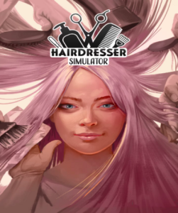 Hairdresser Simulator game cover on Steam platform, showcasing virtual hairdressing fun.
