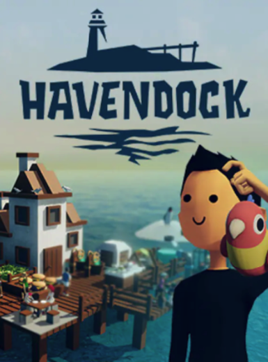 Havendock game cover on Steam, a vibrant indie simulation game