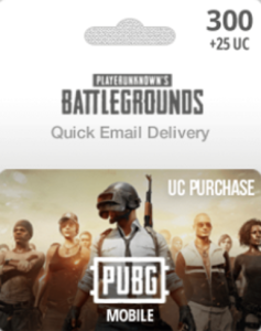 PUBG Mobile 300 + 25 UC game voucher on official website