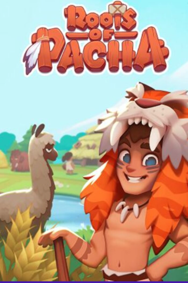 Roots of Pacha game cover available on Steam, a prehistoric farming adventure