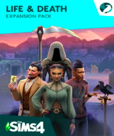 The Sims 4: Life and Death DLC cover art for EA App, featuring new gameplay elements.