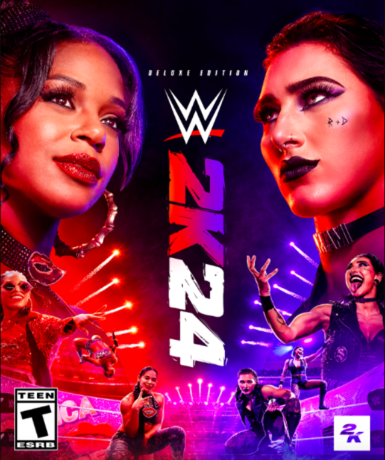 WWE 2K24 game cover for Steam platform, available in EU region